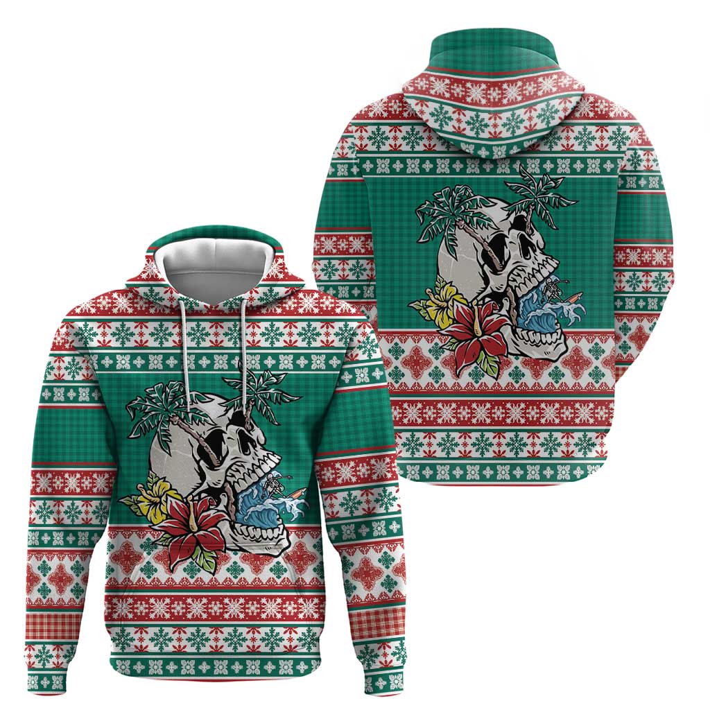 Hawaiian Skull Surfs Hoodie Mele Kalikimaka Palaka Quilt Pattern - Polynesian Pride