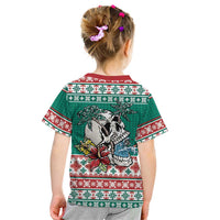 Hawaiian Skull Surfs Kid T Shirt Mele Kalikimaka Palaka Quilt Pattern - Polynesian Pride