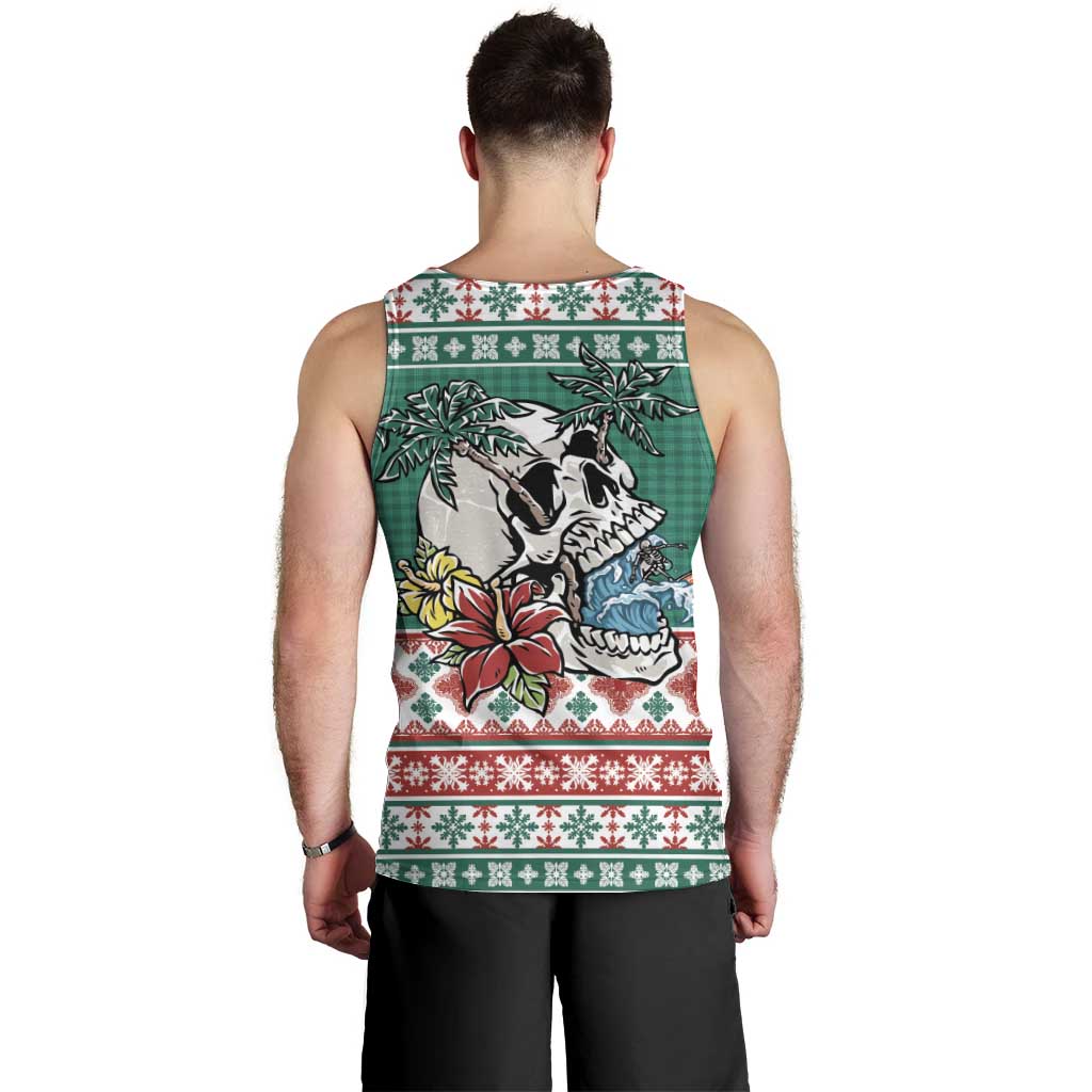 Hawaiian Skull Surfs Men Tank Top Mele Kalikimaka Palaka Quilt Pattern - Polynesian Pride