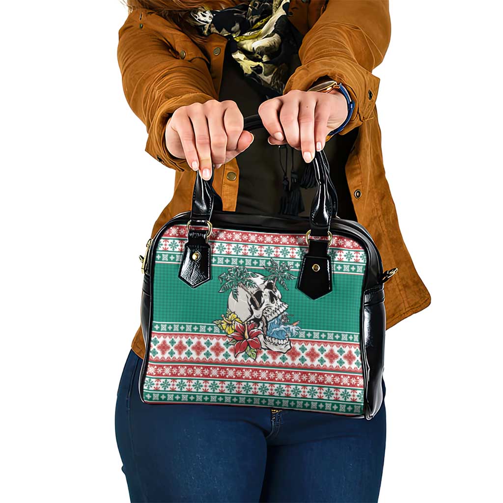 Hawaiian Skull Surfs Shoulder Handbag Mele Kalikimaka Palaka Quilt Pattern - Polynesian Pride