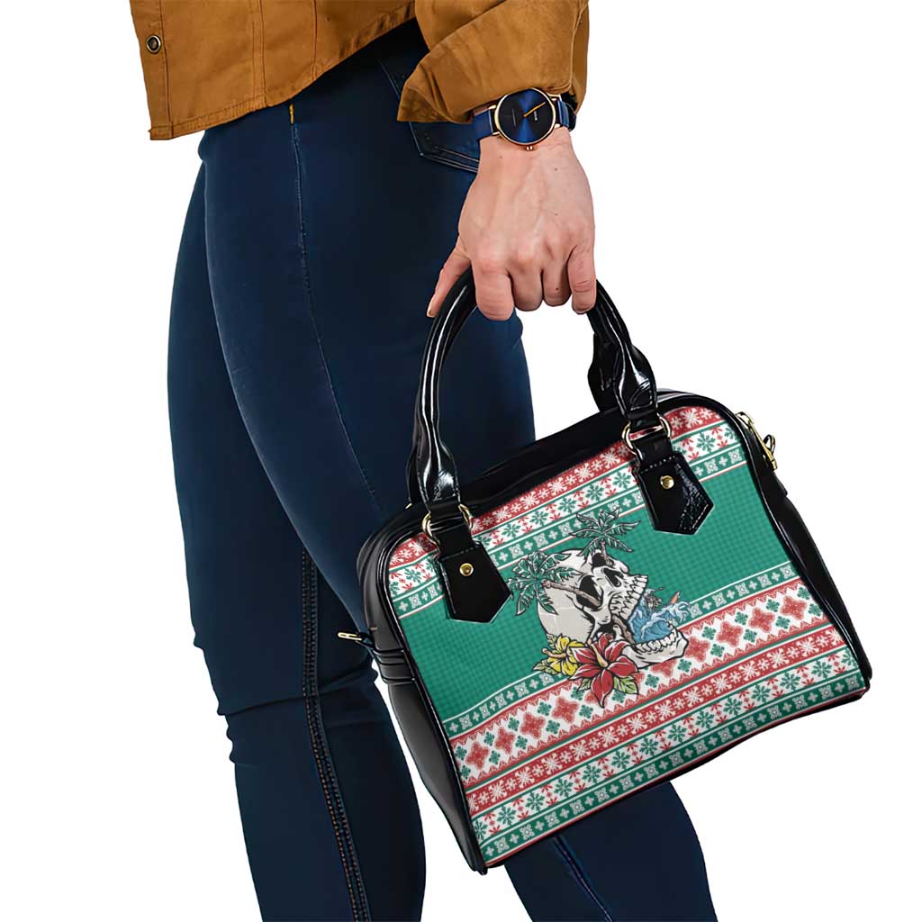 Hawaiian Skull Surfs Shoulder Handbag Mele Kalikimaka Palaka Quilt Pattern - Polynesian Pride