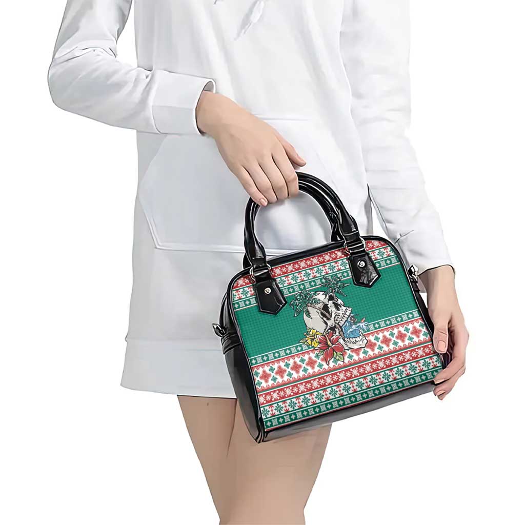 Hawaiian Skull Surfs Shoulder Handbag Mele Kalikimaka Palaka Quilt Pattern - Polynesian Pride