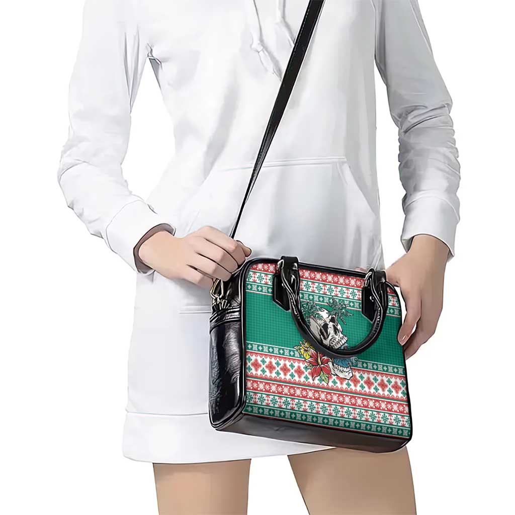Hawaiian Skull Surfs Shoulder Handbag Mele Kalikimaka Palaka Quilt Pattern - Polynesian Pride