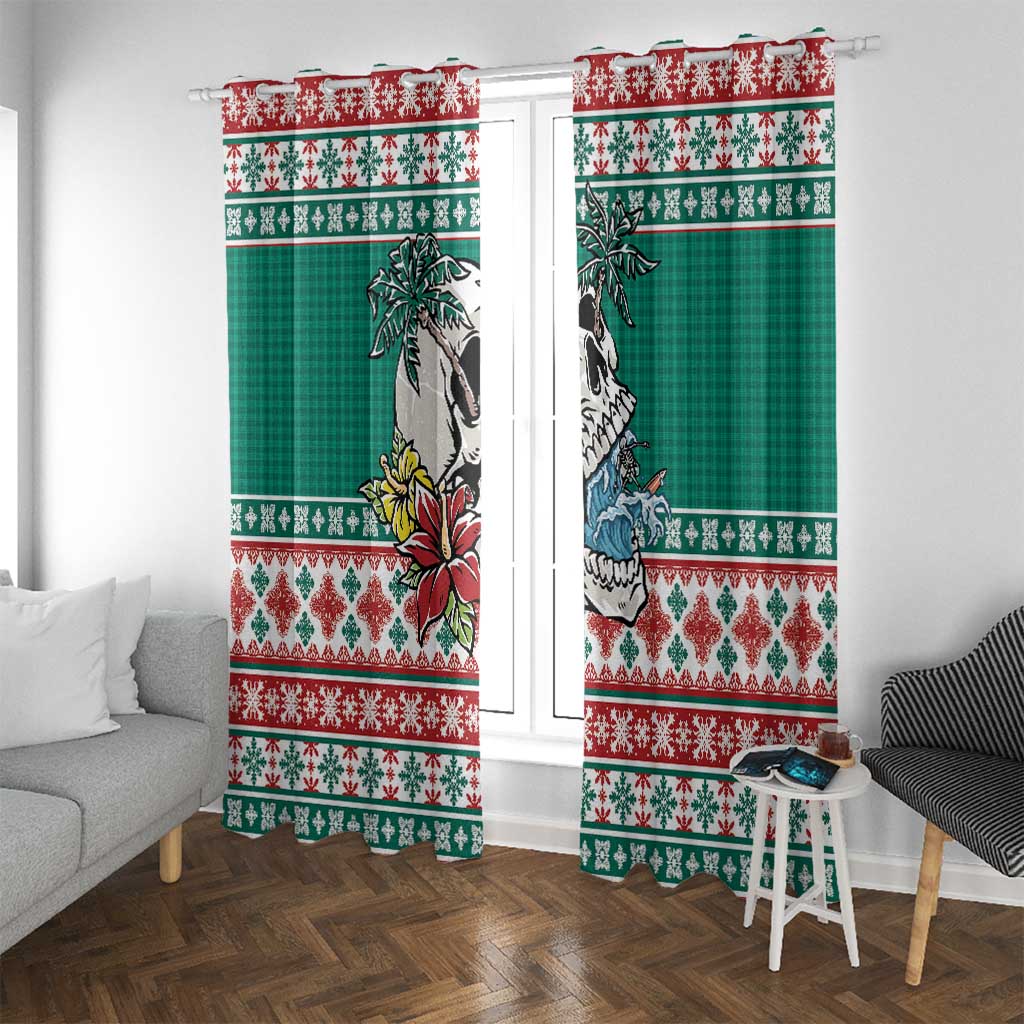 Hawaiian Skull Surfs Window Curtain Mele Kalikimaka Palaka Quilt Pattern - Polynesian Pride
