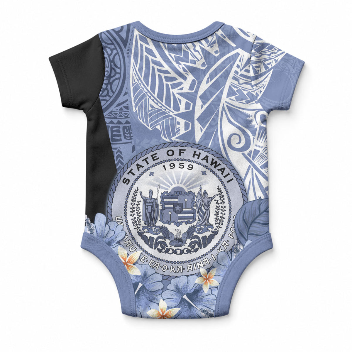 Aloha Vintage Hawaii Tribal Baby Onesie Blue Style LT9 - Polynesian Pride