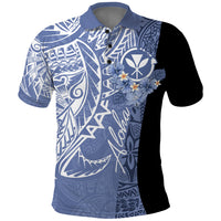 Aloha Vintage Hawaii Tribal Polo Shirt Blue Style LT9 Blue - Polynesian Pride