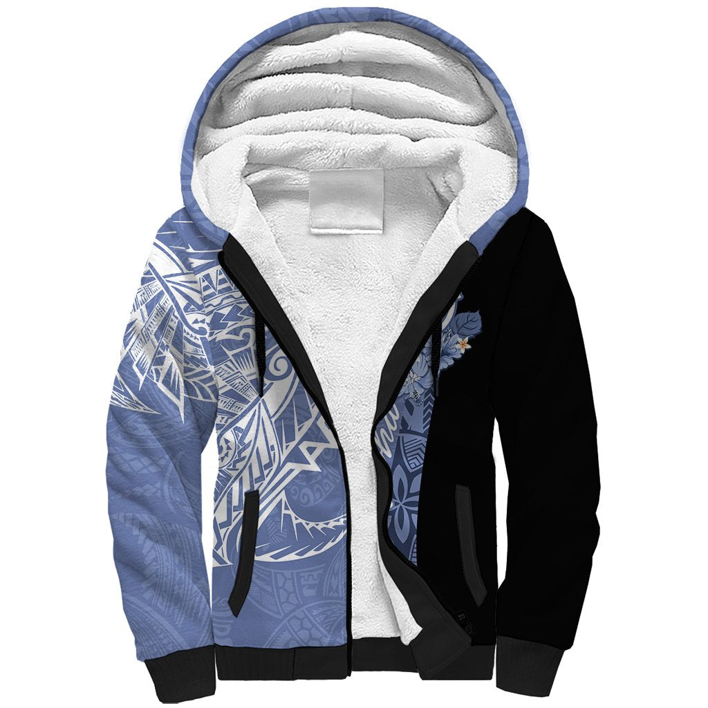 Aloha Vintage Hawaii Tribal Sherpa Hoodie Blue Style LT9 Unisex Blue - Polynesian Pride