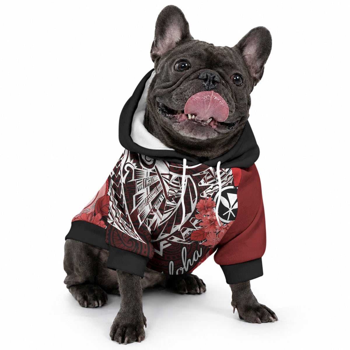 Aloha Vintage Hawaii Tribal Pet Hoodie Red Style LT9 - Polynesian Pride