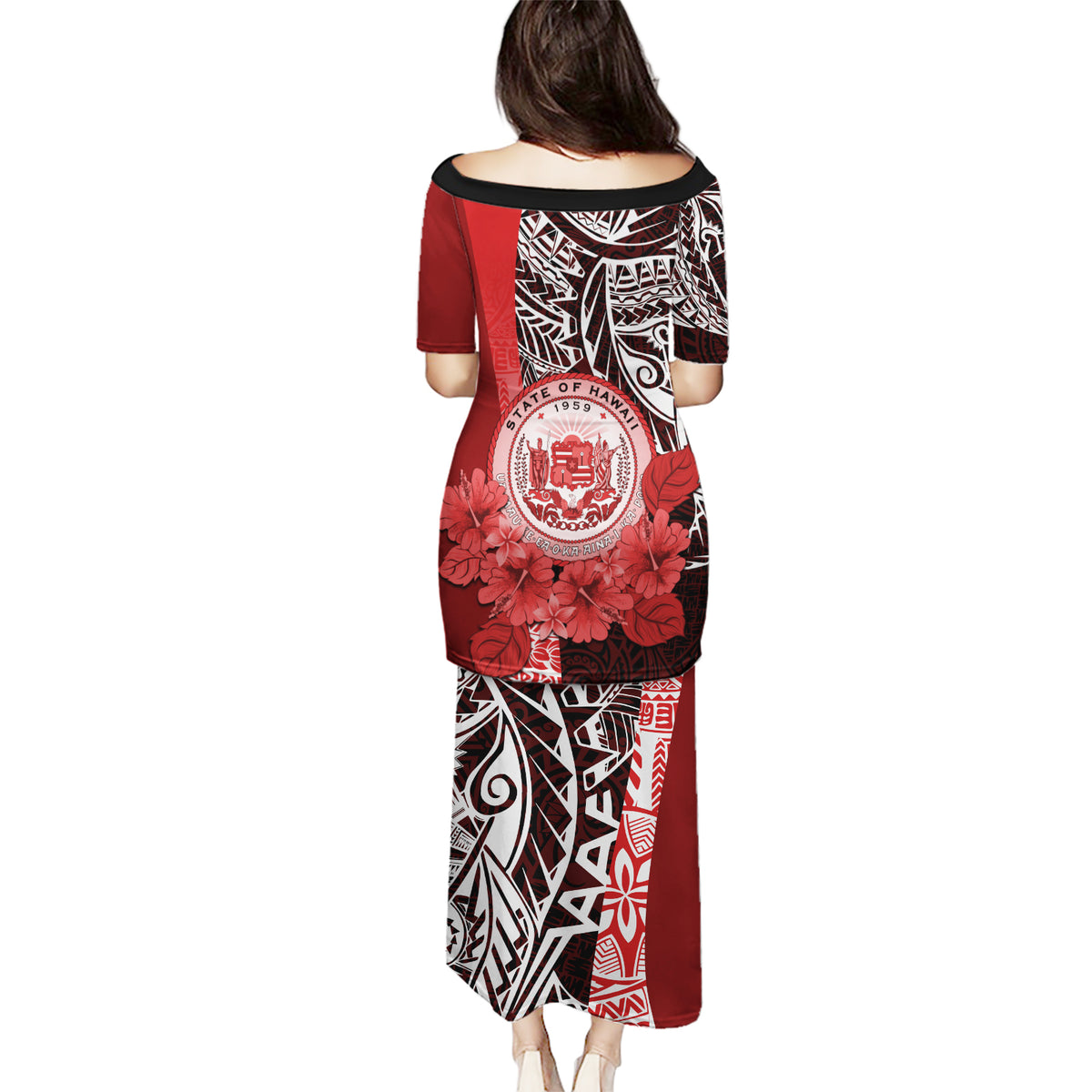 Aloha Vintage Hawaii Tribal Puletasi Red Style LT9 - Polynesian Pride