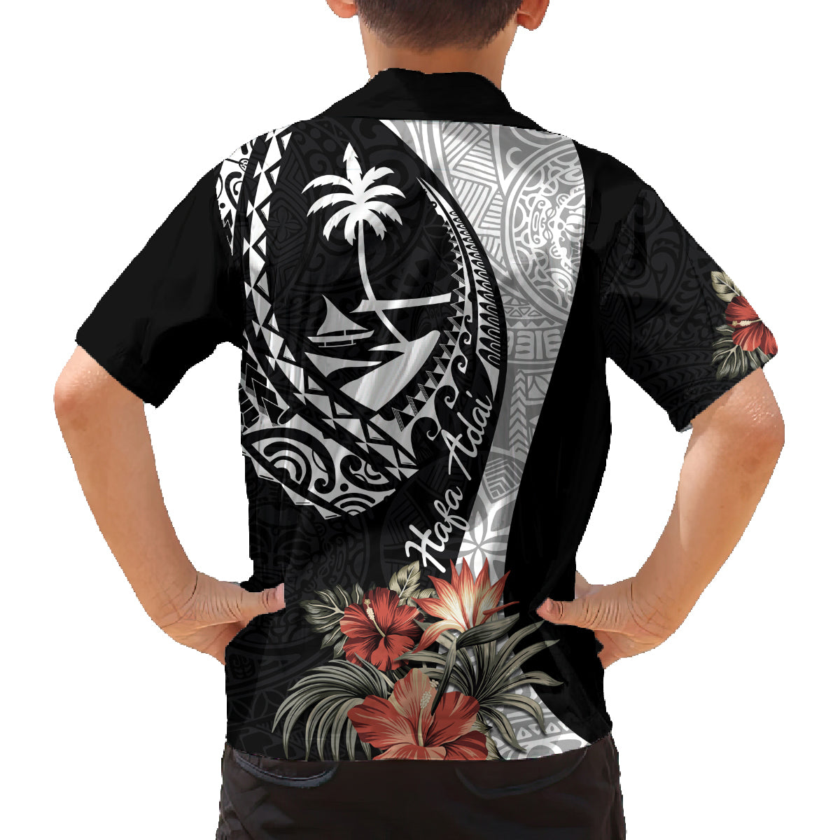 Hafa Adai Guam Family Matching Puletasi Dress and Hawaiian Shirt Tropical Flowers with Polynesian Pattern LT9 - Polynesian Pride