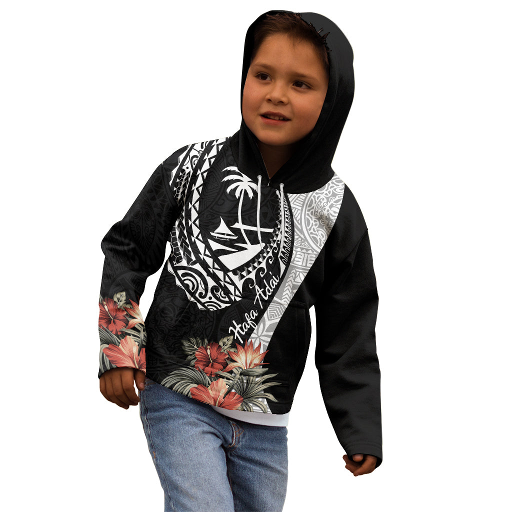 Hafa Adai Guam Kid Hoodie Tropical Flowers with Polynesian Pattern LT9 - Polynesian Pride