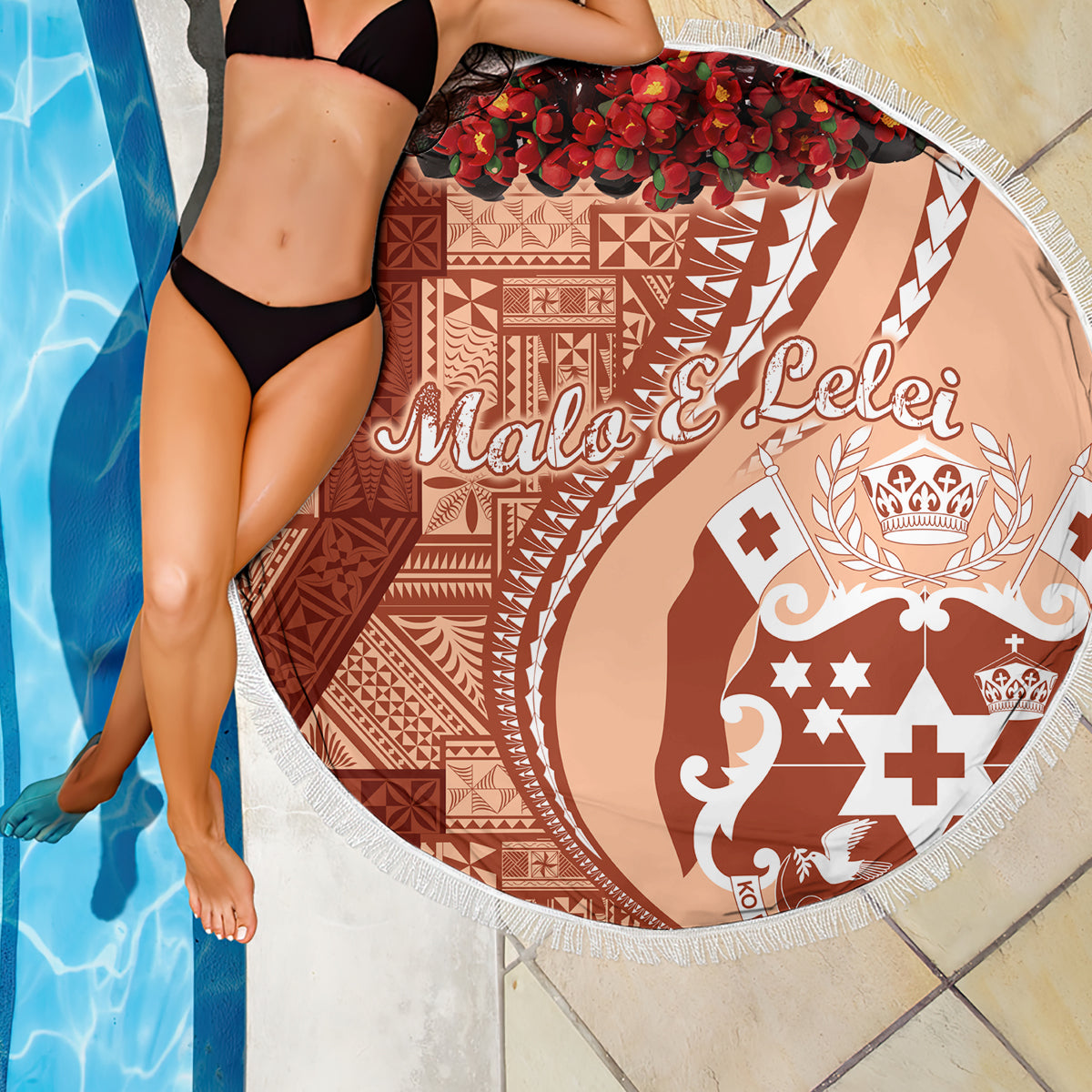 Vintage Tonga Kahoa Heilala Flower Beach Blanket LT9 - Polynesian Pride