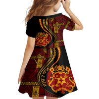 Vintage Tonga Malo E Lelei Ngatu Pattern Family Matching Off Shoulder Long Sleeve Dress and Hawaiian Shirt LT9 - Polynesian Pride