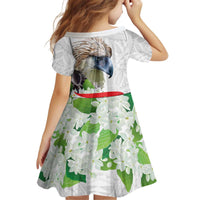 Philippines Eagle and Sampaguita Flowers Kid Short Sleeve Dress Polynesian Pattern