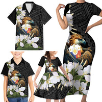 Philippines Eagle with Coat Of Arm Family Matching Short Sleeve Bodycon Dress and Hawaiian Shirt Simple Sampaguita Jasmine LT9 - Polynesian Pride