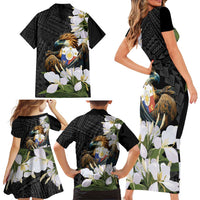 Philippines Eagle with Coat Of Arm Family Matching Short Sleeve Bodycon Dress and Hawaiian Shirt Simple Sampaguita Jasmine LT9 - Polynesian Pride