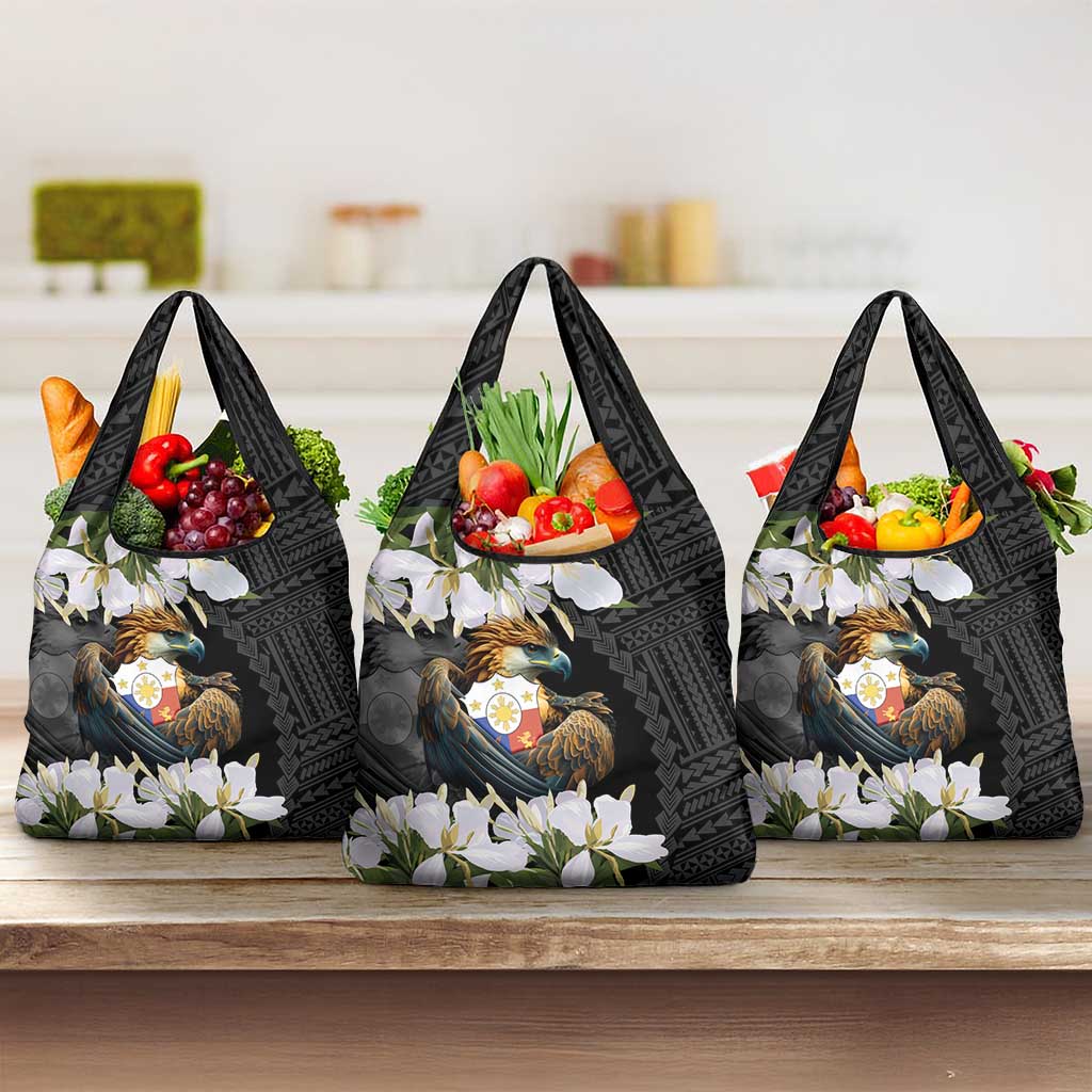 Philippines Eagle with Coat Of Arm Grocery Bag Simple Sampaguita Jasmine