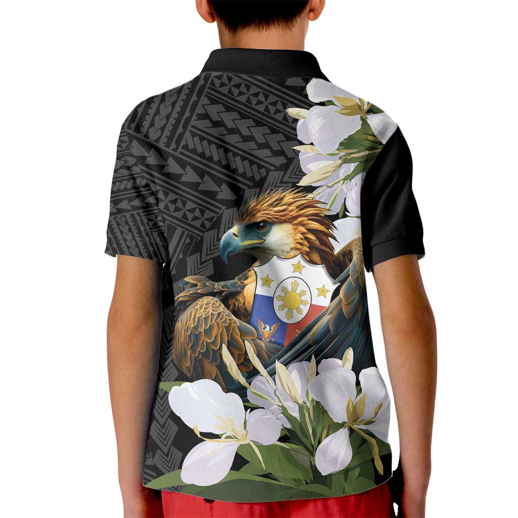 Philippines Eagle with Coat Of Arm Kid Polo Shirt Simple Sampaguita Jasmine