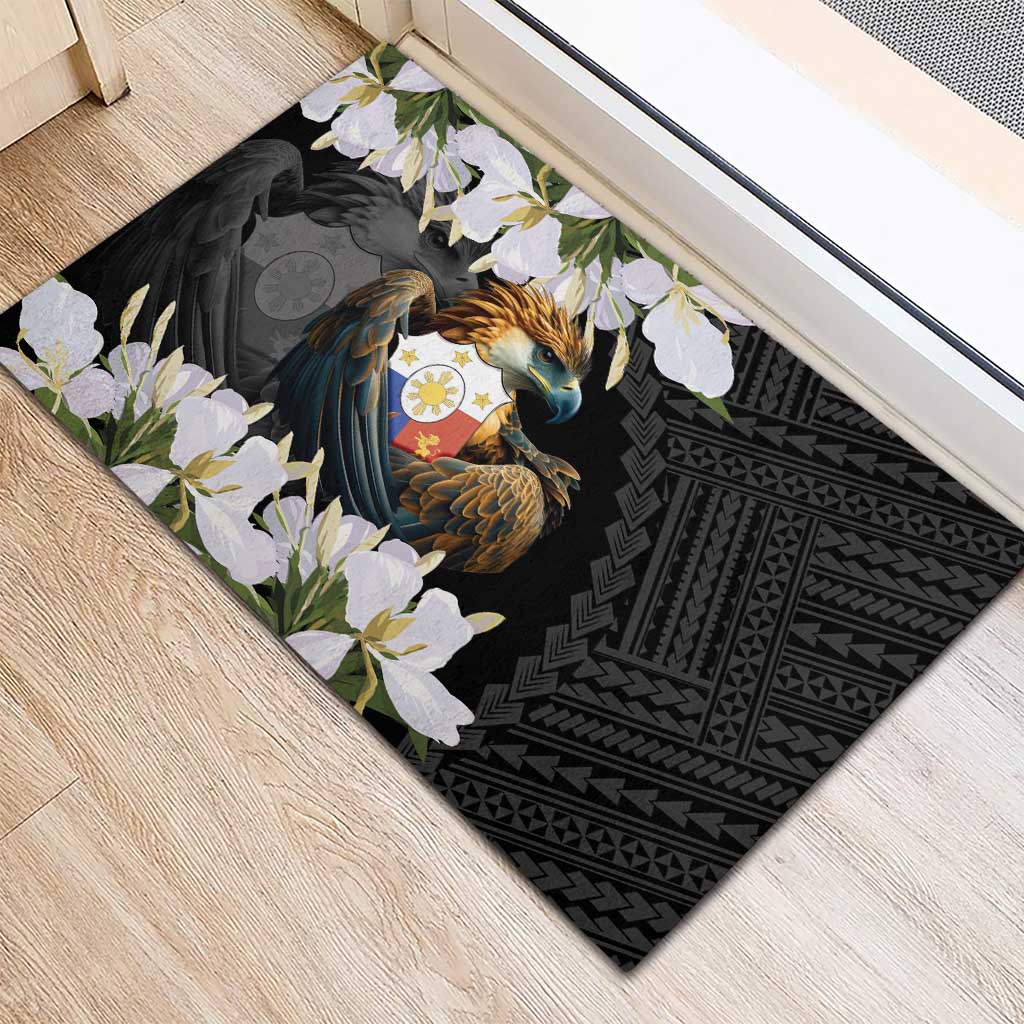 Philippines Eagle with Coat Of Arm Rubber Doormat Simple Sampaguita Jasmine