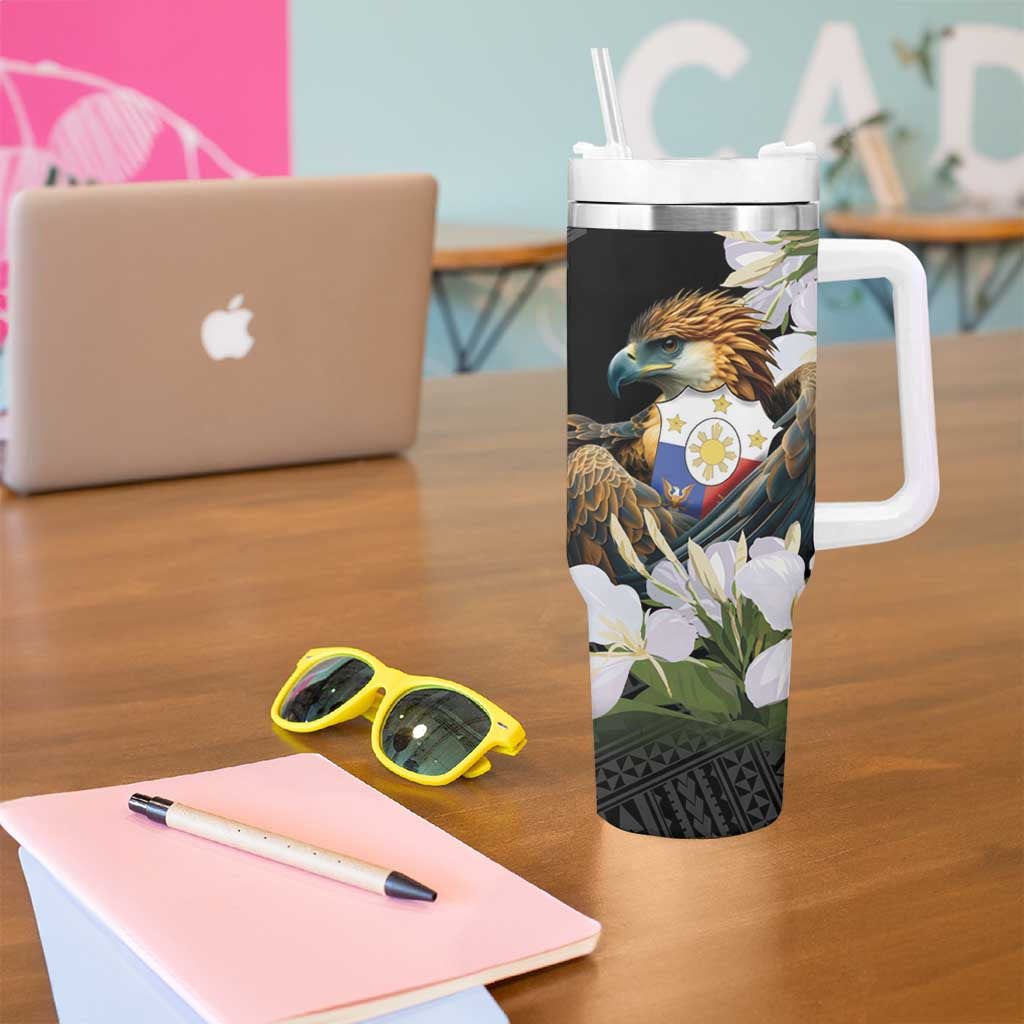 Philippines Eagle with Coat Of Arm Tumbler With Handle Simple Sampaguita Jasmine LT9