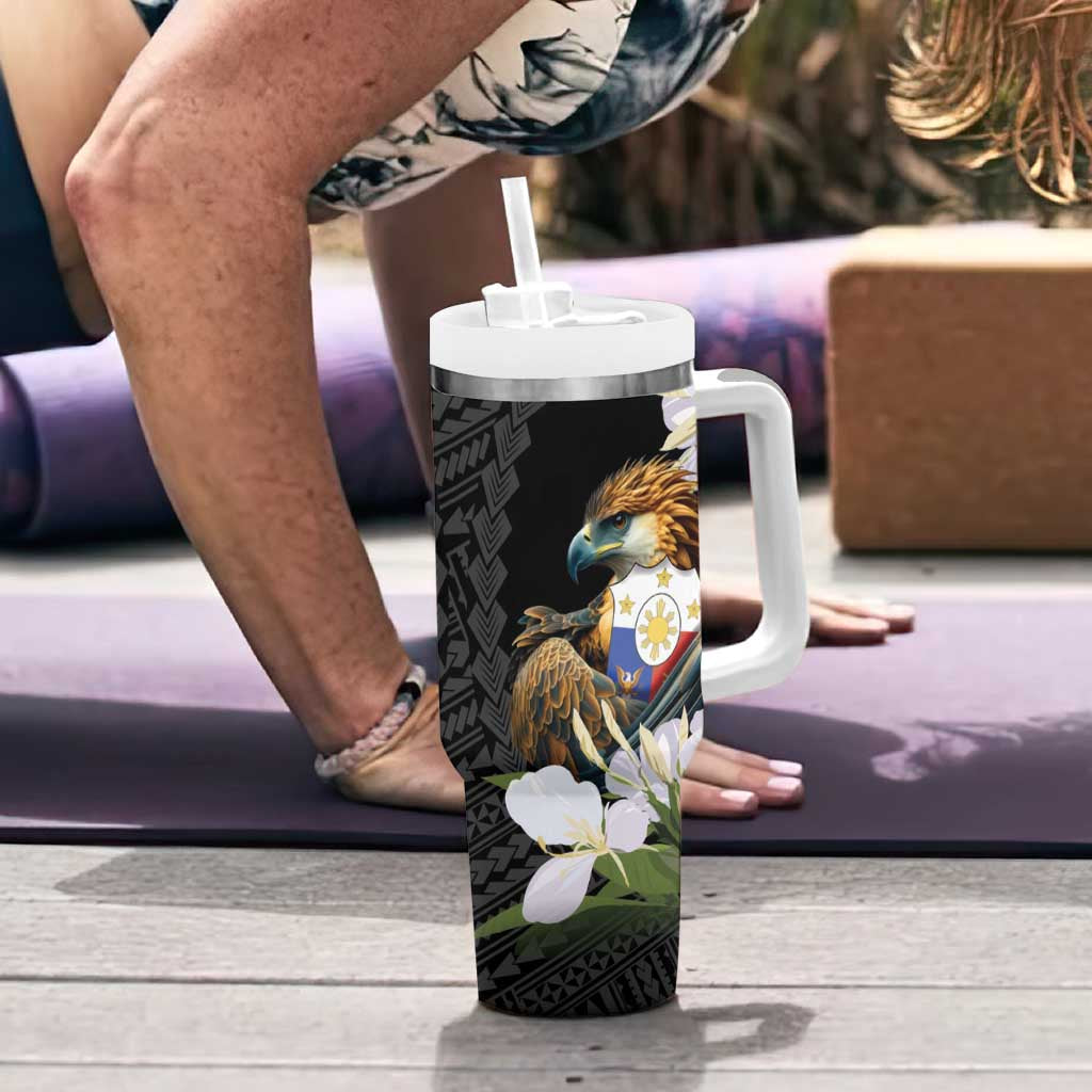 Philippines Eagle with Coat Of Arm Tumbler With Handle Simple Sampaguita Jasmine LT9