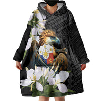 Philippines Eagle with Coat Of Arm Wearable Blanket Hoodie Simple Sampaguita Jasmine LT9 - Polynesian Pride
