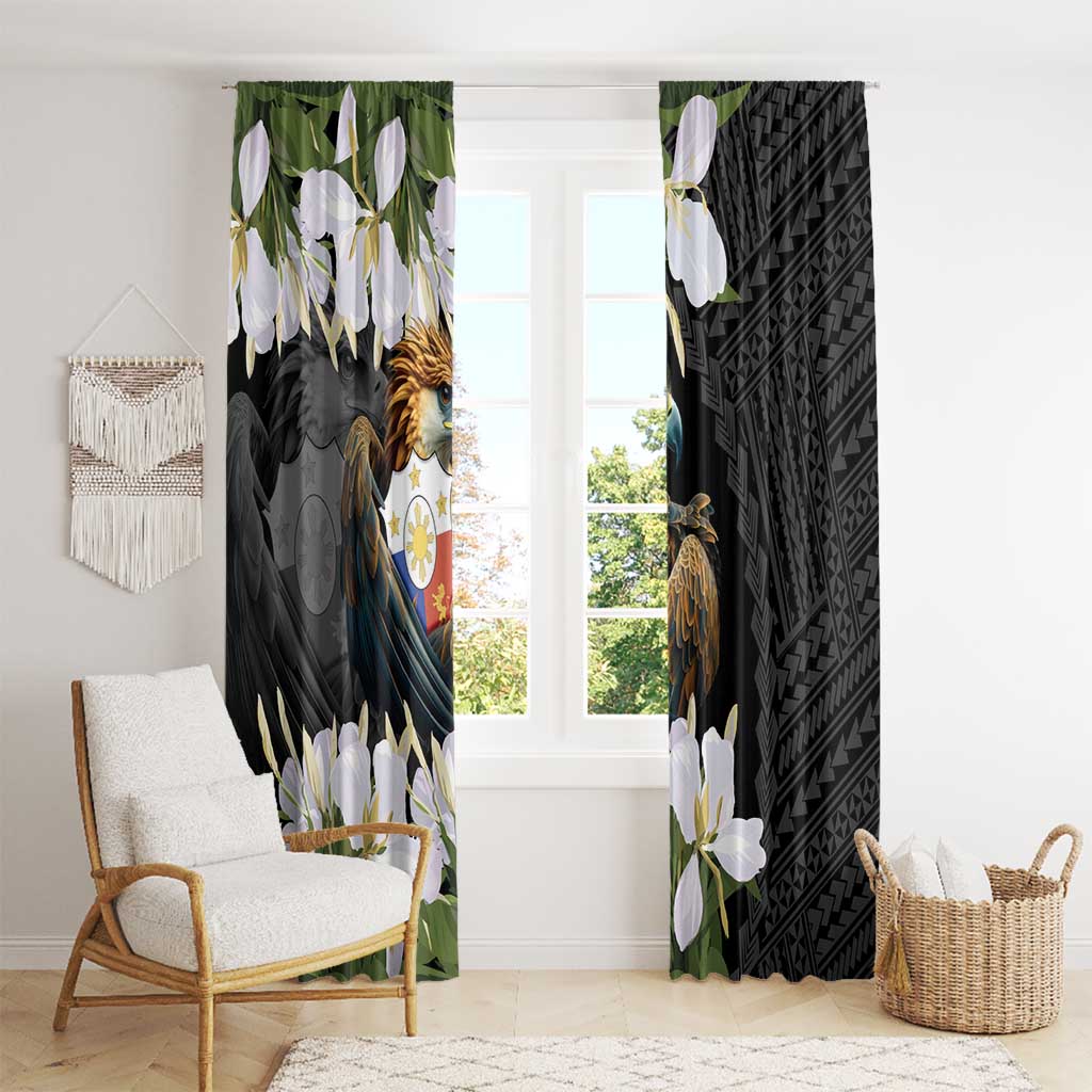 Philippines Eagle with Coat Of Arm Window Curtain Simple Sampaguita Jasmine