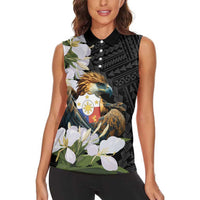 Philippines Eagle with Coat Of Arm Women Sleeveless Polo Shirt Simple Sampaguita Jasmine