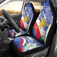 Philippines Flag Car Seat Cover Sampaguita Jasmine with Polynesian Tribal LT9 - Polynesian Pride