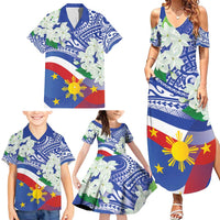 Philippines Flag Family Matching Summer Maxi Dress and Hawaiian Shirt Sampaguita Jasmine with Polynesian Tribal LT9 - Polynesian Pride