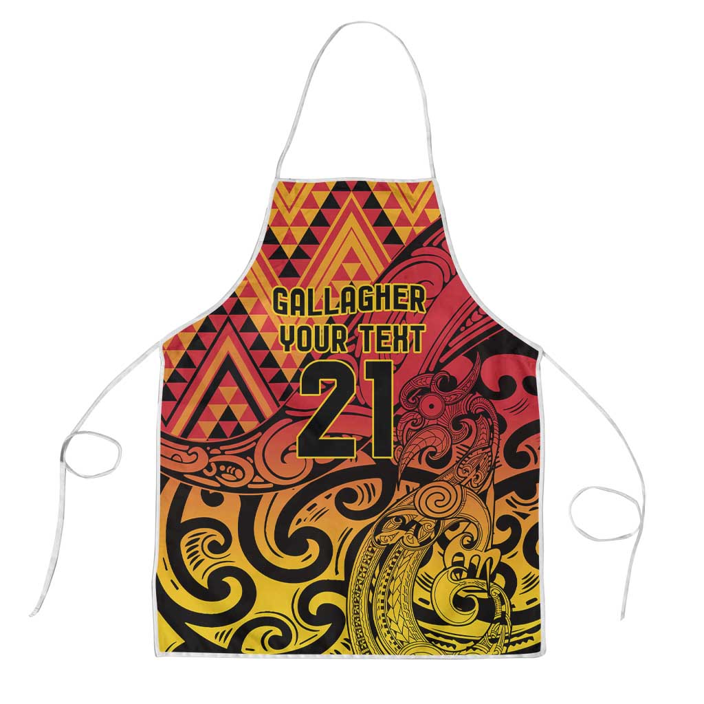 New Zealand Rangatira Custom Apron Red and Gold Niho Taniwha Maori Tribal - Polynesian Pride