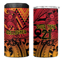 New Zealand Rangatira Custom 4 in 1 Can Cooler Tumbler Red and Gold Niho Taniwha Maori Tribal LT9 One Size: 16 oz Gold - Polynesian Pride