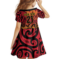 New Zealand Rangatira Custom Family Matching Puletasi and Hawaiian Shirt Red and Gold Niho Taniwha Maori Tribal LT9 - Polynesian Pride
