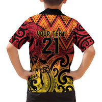 New Zealand Rangatira Custom Family Matching Short Sleeve Bodycon Dress and Hawaiian Shirt Red and Gold Niho Taniwha Maori Tribal LT9 - Polynesian Pride