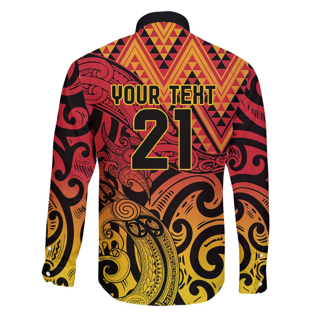 New Zealand Rangatira Custom Family Matching Short Sleeve Bodycon Dress and Hawaiian Shirt Red and Gold Niho Taniwha Maori Tribal LT9 - Polynesian Pride