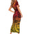 New Zealand Rangatira Custom Family Matching Short Sleeve Bodycon Dress and Hawaiian Shirt Red and Gold Niho Taniwha Maori Tribal