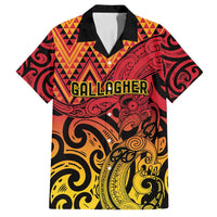 New Zealand Rangatira Custom Family Matching Summer Maxi Dress and Hawaiian Shirt Red and Gold Niho Taniwha Maori Tribal LT9 Dad's Shirt - Short Sleeve Gold - Polynesian Pride