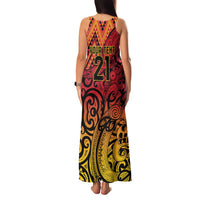 New Zealand Rangatira Custom Family Matching Tank Maxi Dress and Hawaiian Shirt Red and Gold Niho Taniwha Maori Tribal LT9 - Polynesian Pride