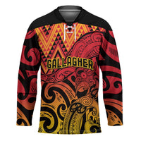 New Zealand Rangatira Custom Hockey Jersey Red and Gold Niho Taniwha Maori Tribal - Polynesian Pride