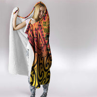 New Zealand Rangatira Custom Hooded Blanket Red and Gold Niho Taniwha Maori Tribal