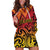 New Zealand Rangatira Custom Hoodie Dress Red and Gold Niho Taniwha Maori Tribal