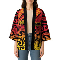 New Zealand Rangatira Custom Kimono Red and Gold Niho Taniwha Maori Tribal - Polynesian Pride