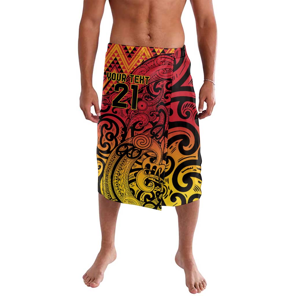 New Zealand Rangatira Custom Lavalava Red and Gold Niho Taniwha Maori Tribal