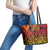 New Zealand Rangatira Custom Leather Tote Bag Red and Gold Niho Taniwha Maori Tribal