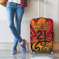 New Zealand Rangatira Custom Luggage Cover Red and Gold Niho Taniwha Maori Tribal