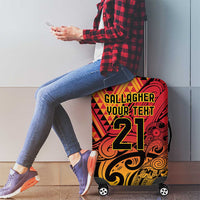 New Zealand Rangatira Custom Luggage Cover Red and Gold Niho Taniwha Maori Tribal