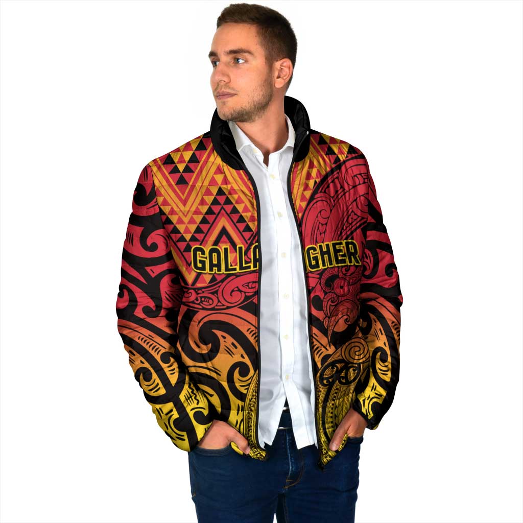 New Zealand Rangatira Custom Padded Jacket Red and Gold Niho Taniwha Maori Tribal - Polynesian Pride