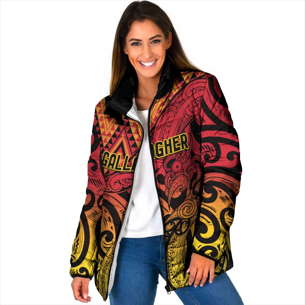 New Zealand Rangatira Custom Padded Jacket Red and Gold Niho Taniwha Maori Tribal - Polynesian Pride