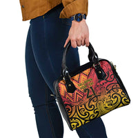 New Zealand Rangatira Custom Shoulder Handbag Red and Gold Niho Taniwha Maori Tribal