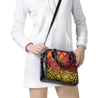 New Zealand Rangatira Custom Shoulder Handbag Red and Gold Niho Taniwha Maori Tribal